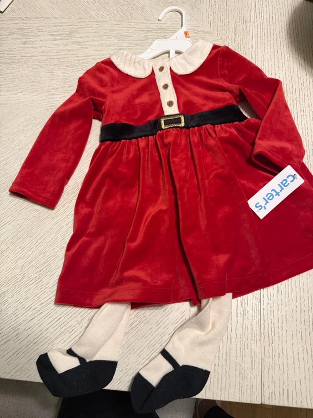 Carter's Red Velvet Santa-Inspired Dress with Black Belt